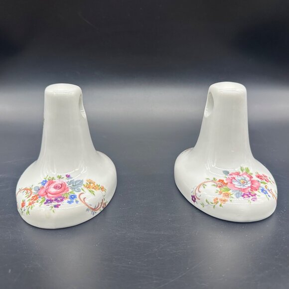 Vintage Towel Rack Brackets Lisette International Ceramic Floral Hand Decorated - Picture 3 of 12